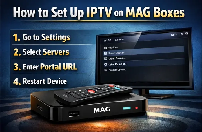 Best IPTV for MAG Boxes (2026) – 7 Powerful & Reliable Services 2 Best IPTV for MAG boxes streaming setup with high-quality display and modern entertainment interface