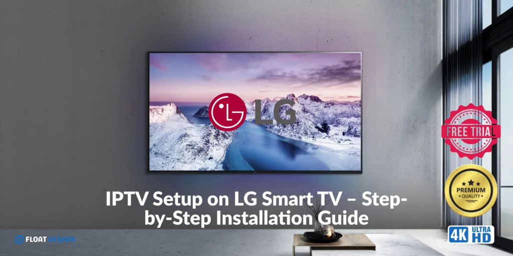 IPTV Setup on LG Smart TV (2026 Guide) – Easy & Fast Installation Tips 1 IPTV setup on LG Smart TV step by step guide with LG logo 4K Ultra HD streaming and free trial offer